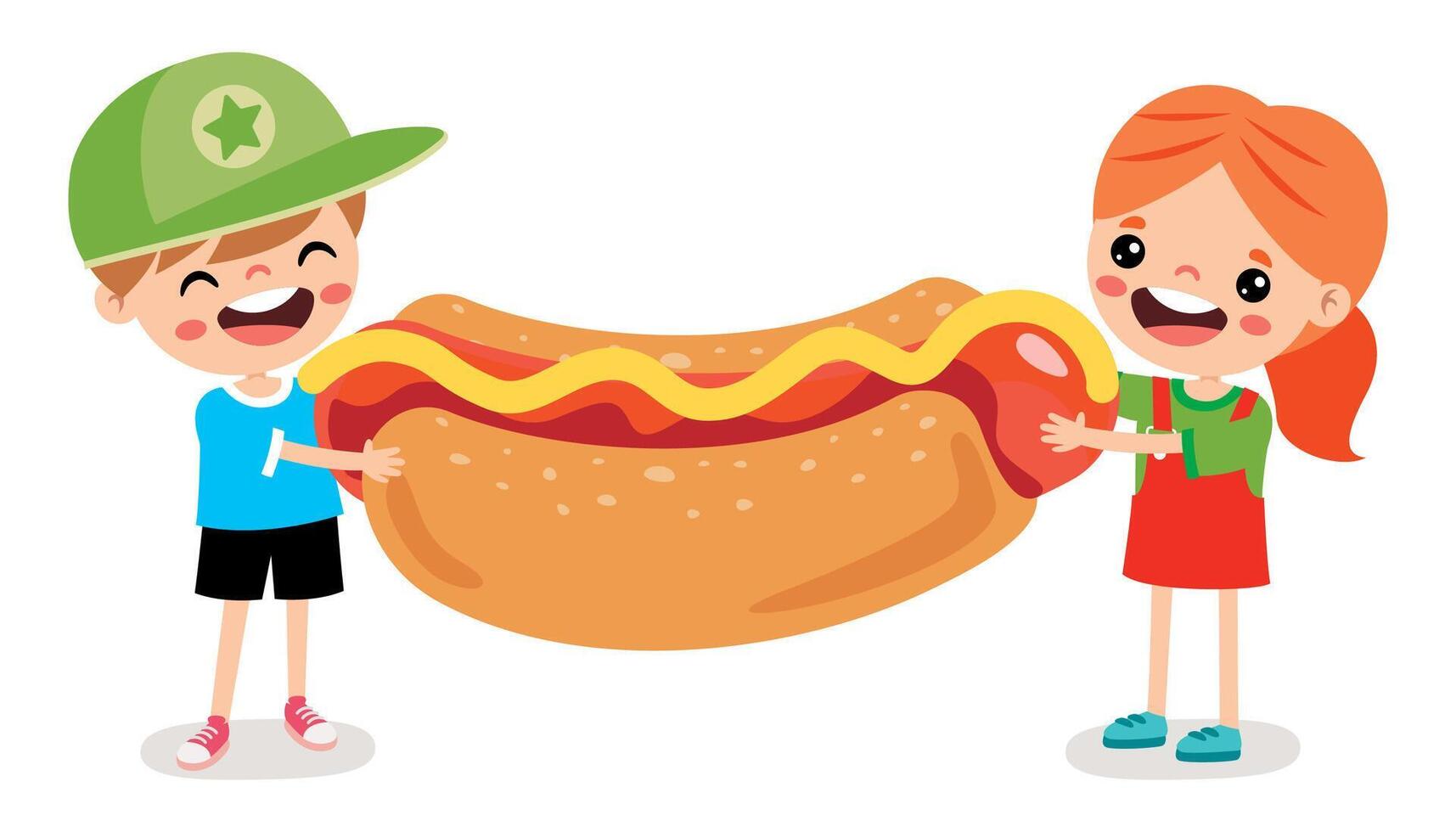 comida concepto con dibujos animados niños vector