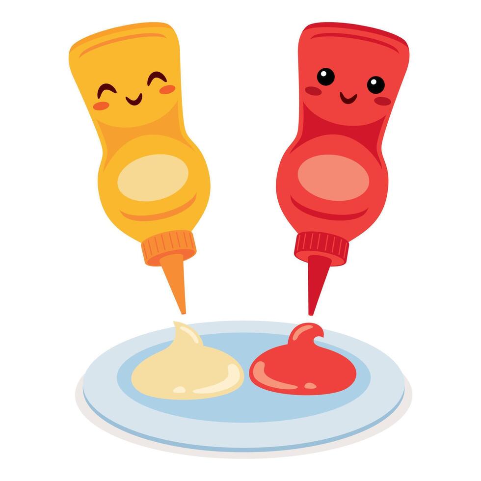Mayonnaise And Ketchup vector