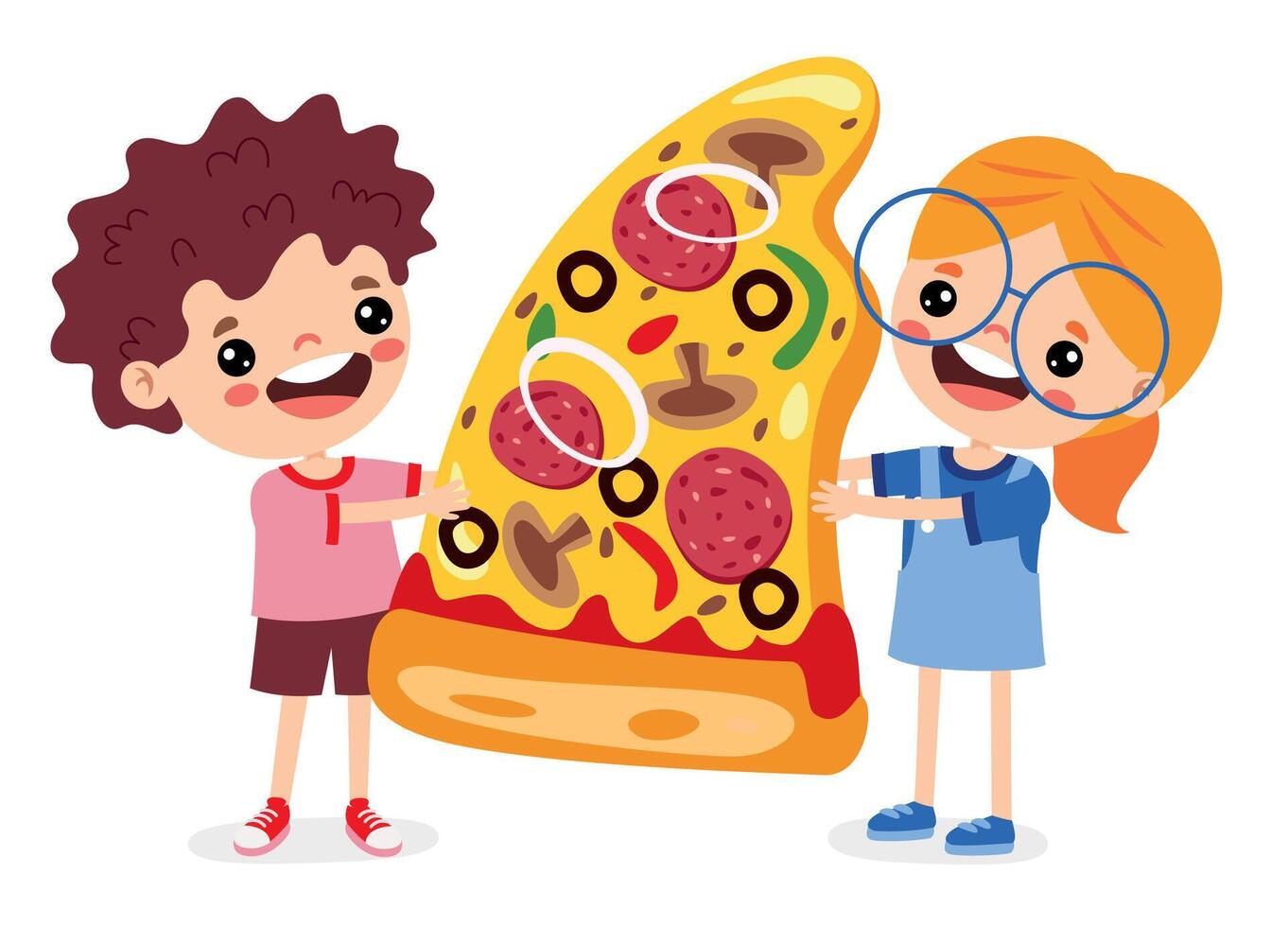 comida concepto con dibujos animados niños vector