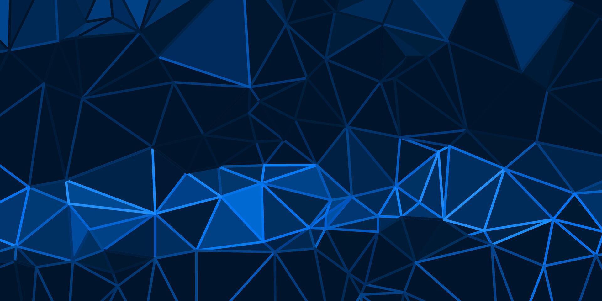 abstract dark blue background with triangles and glowing lines vector