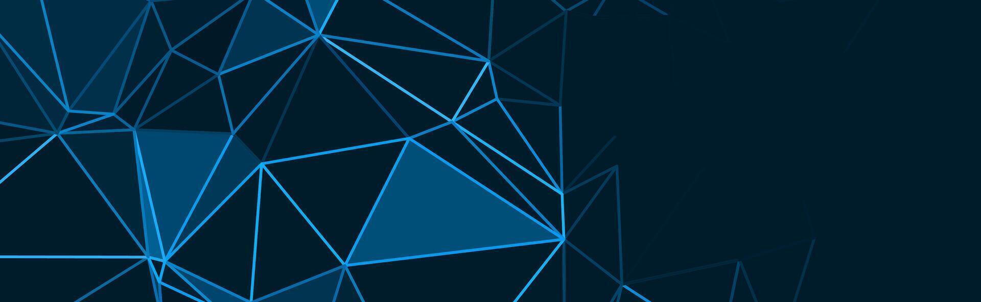 abstract dark blue background with triangles and glowing lines vector
