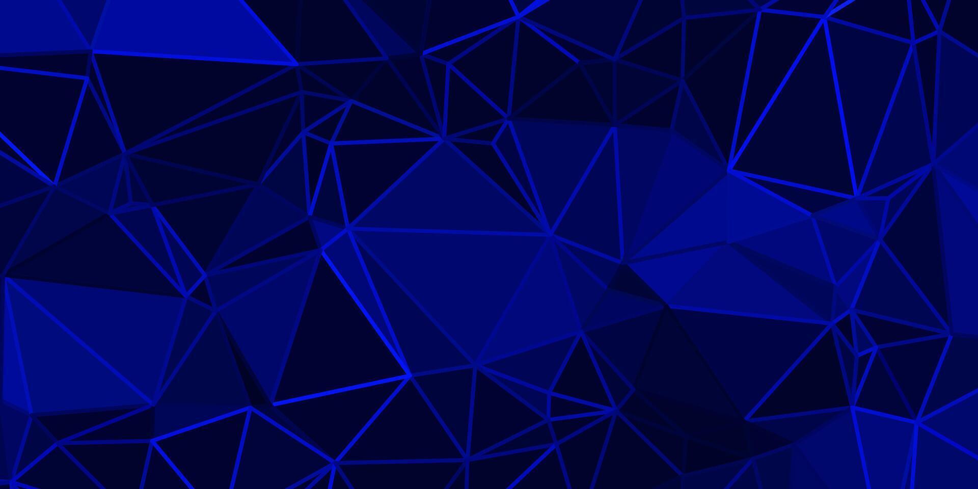 abstract dark blue background with triangles and glowing lines vector