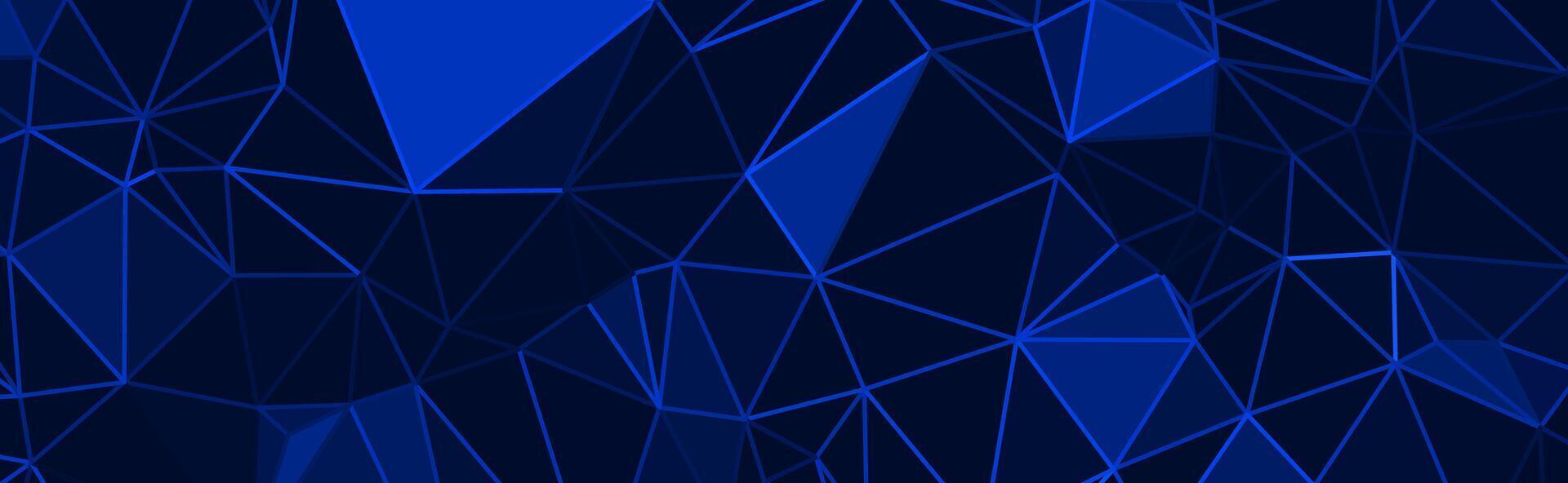 abstract dark blue background with triangles and glowing lines vector