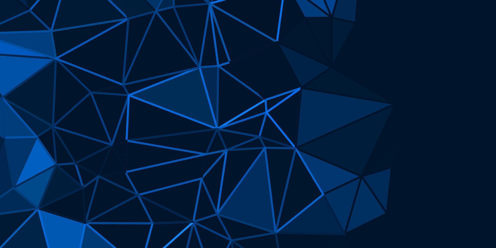 abstract dark blue background with triangles and glowing lines vector