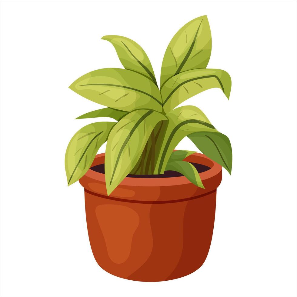 ilustración de un en conserva planta de casa con hojas. vector