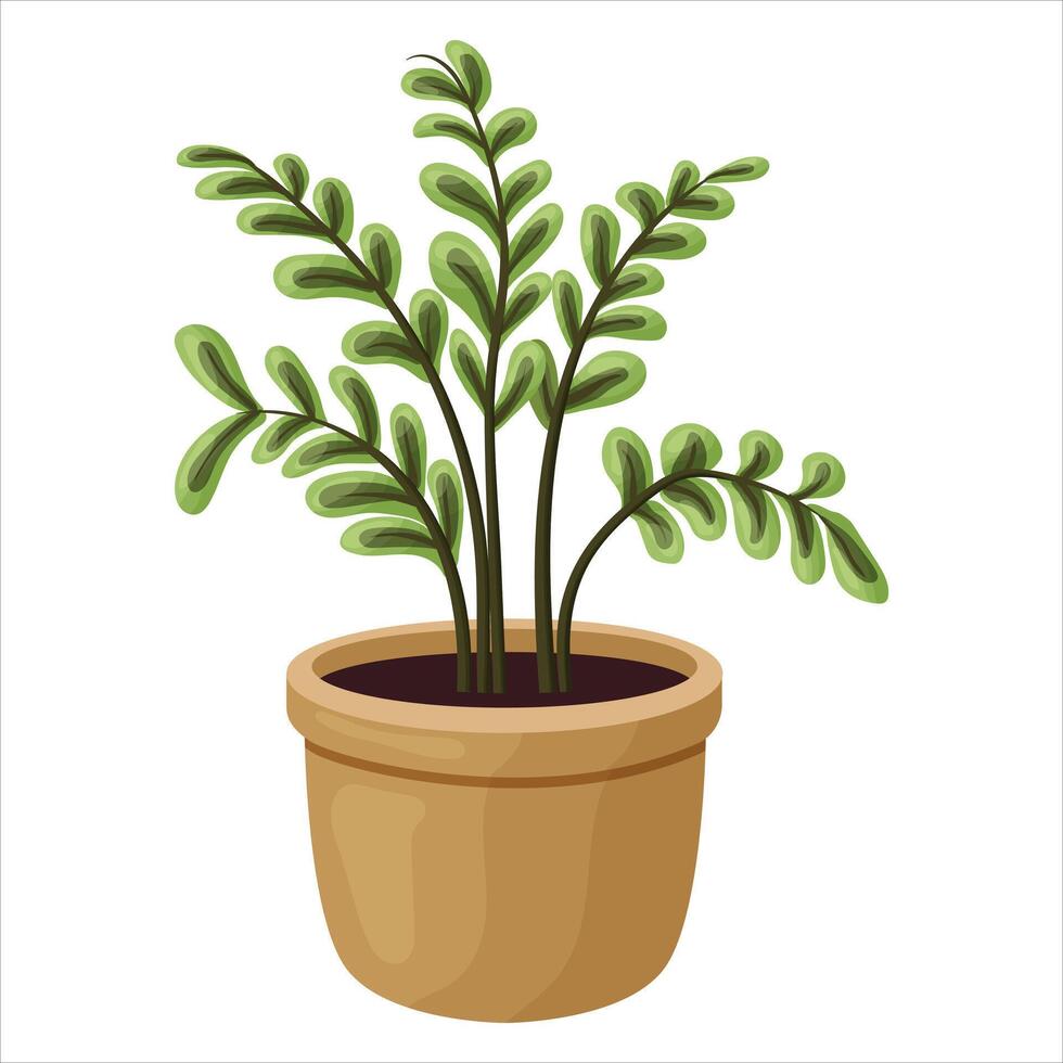 ilustración de un en conserva planta de casa con hojas. vector