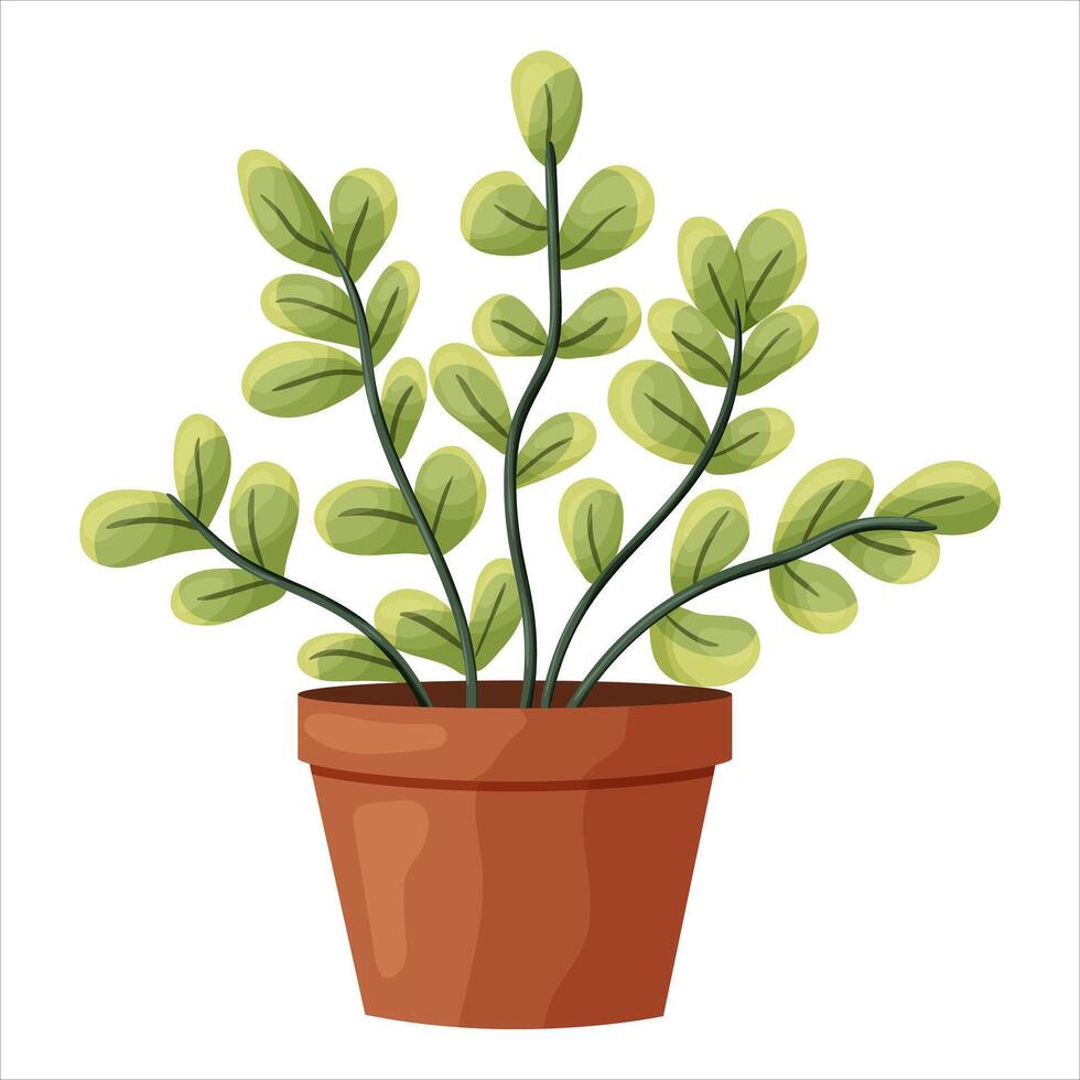 ilustración de un en conserva planta de casa con hojas. vector