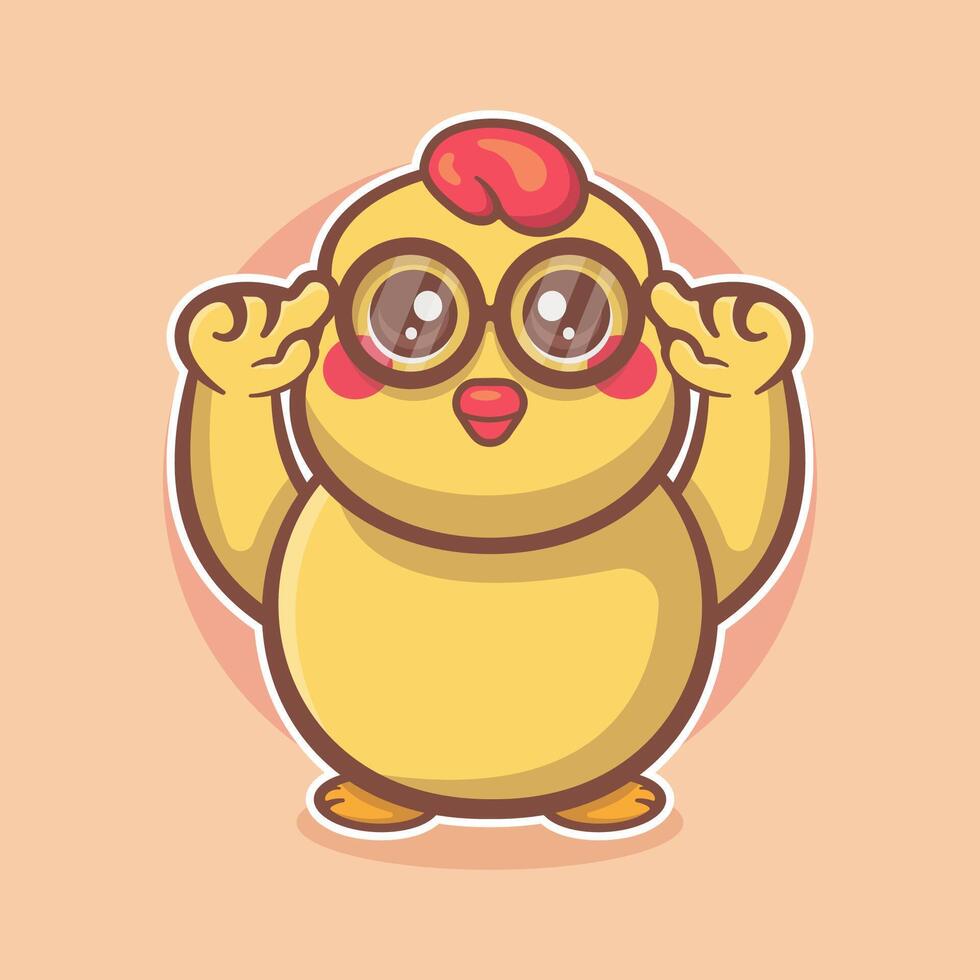 geek chick animal character mascot with think gesture isolated cartoon in flat style design vector