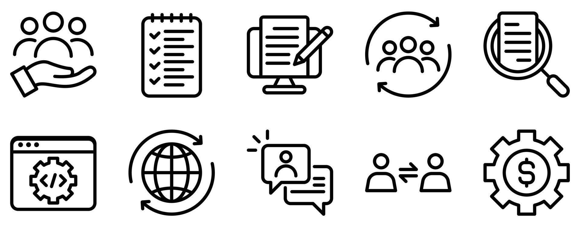 digital nomad icon line style set collection vector