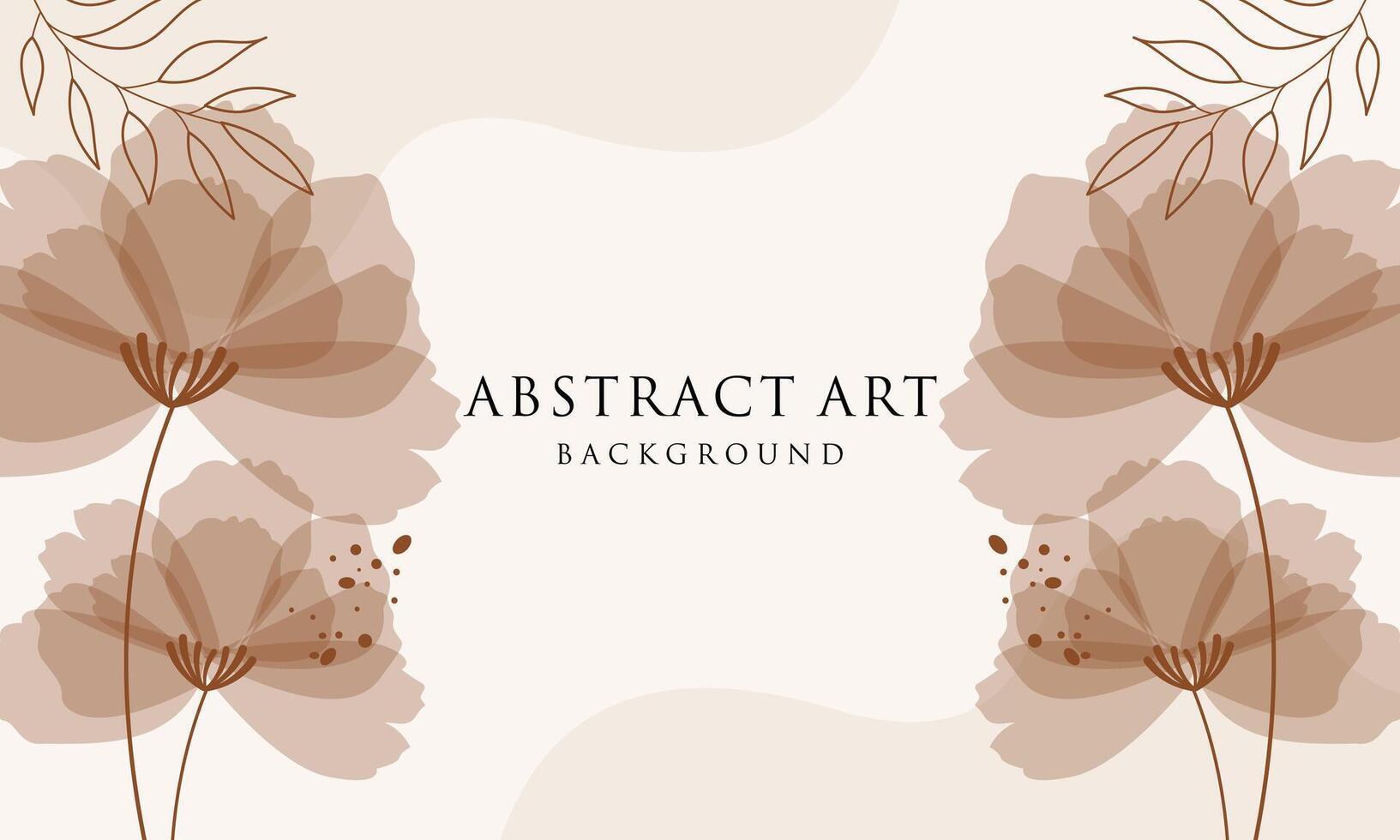 Abstract art background . Line art flower and botanical leaves vector