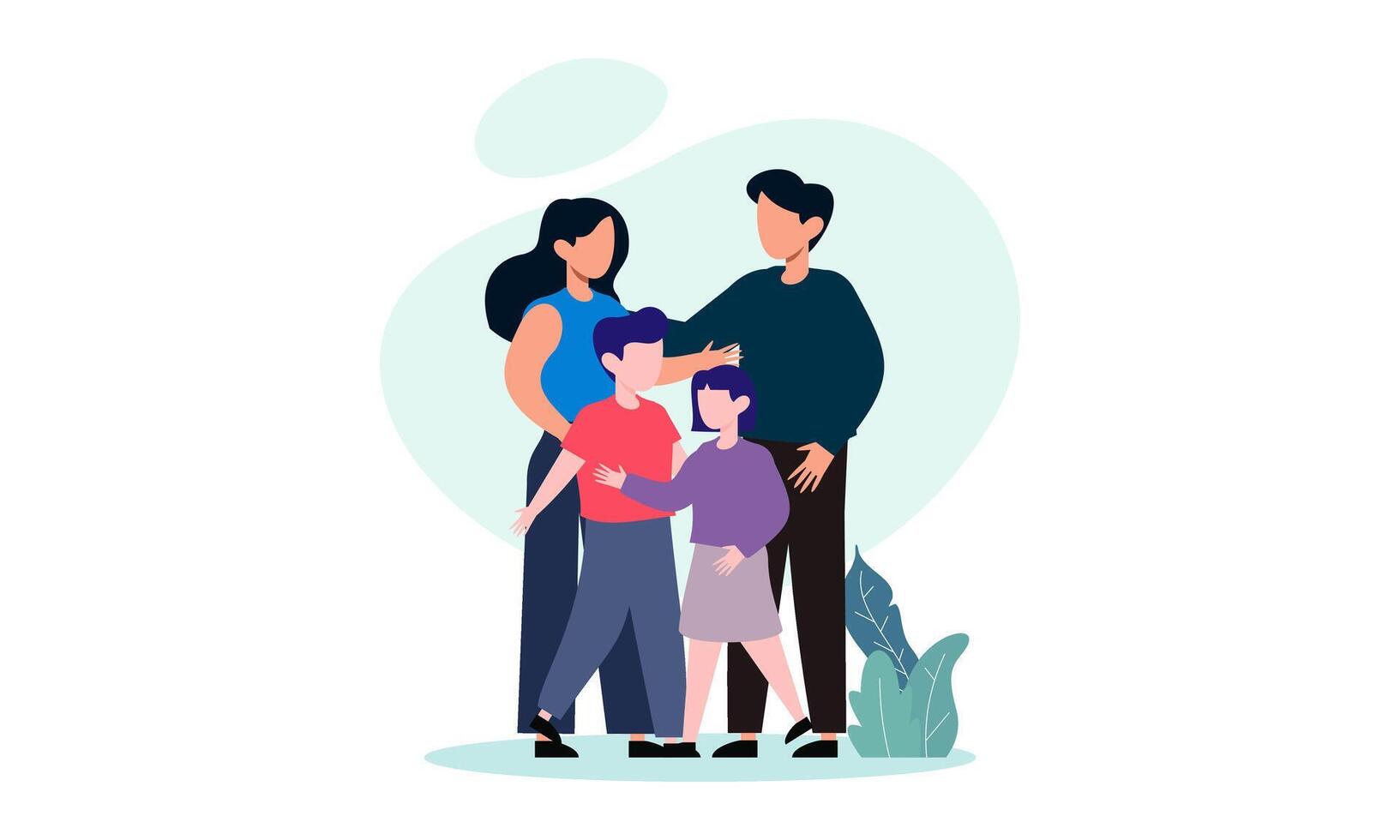 Hand drawn asian family illustration vector