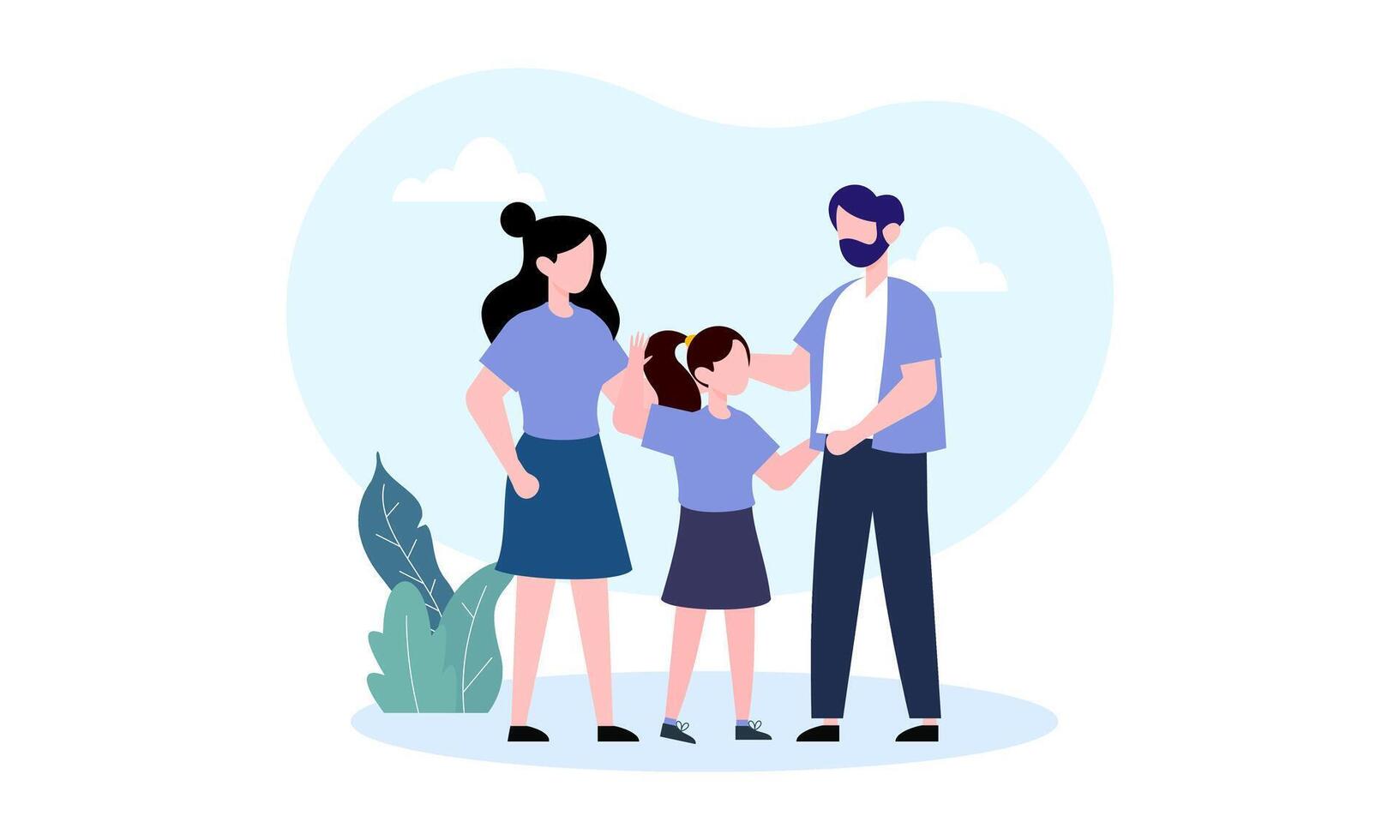 Hand drawn asian family illustration vector