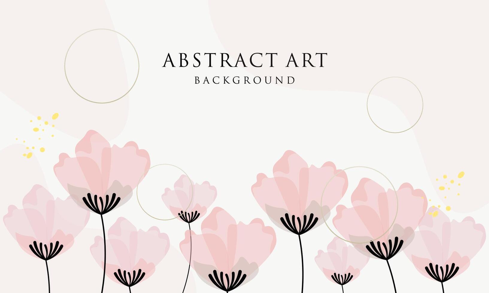 Abstract art background . Line art flower and botanical leaves vector