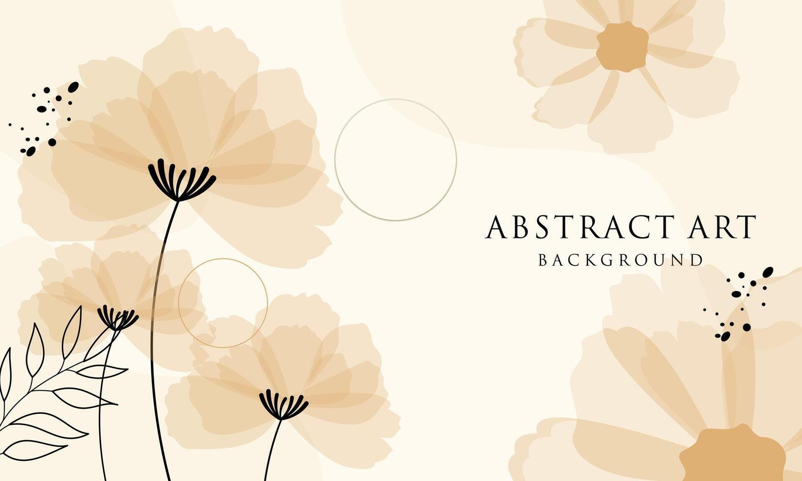 Abstract art background . Line art flower and botanical leaves vector