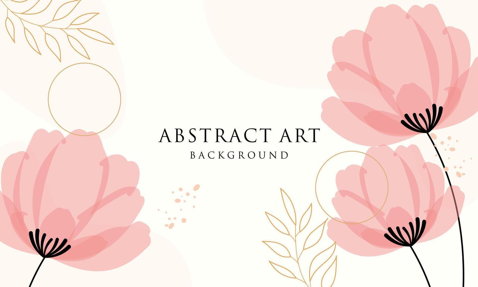 Abstract art background . Line art flower and botanical leaves vector