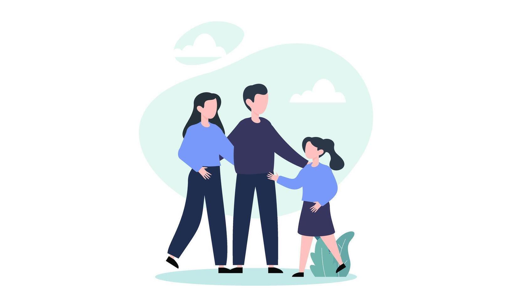 Hand drawn asian family illustration vector