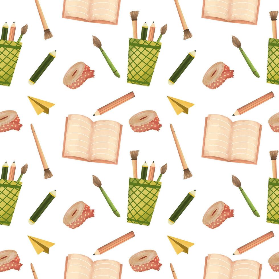 Back to school element seamless pattern vector