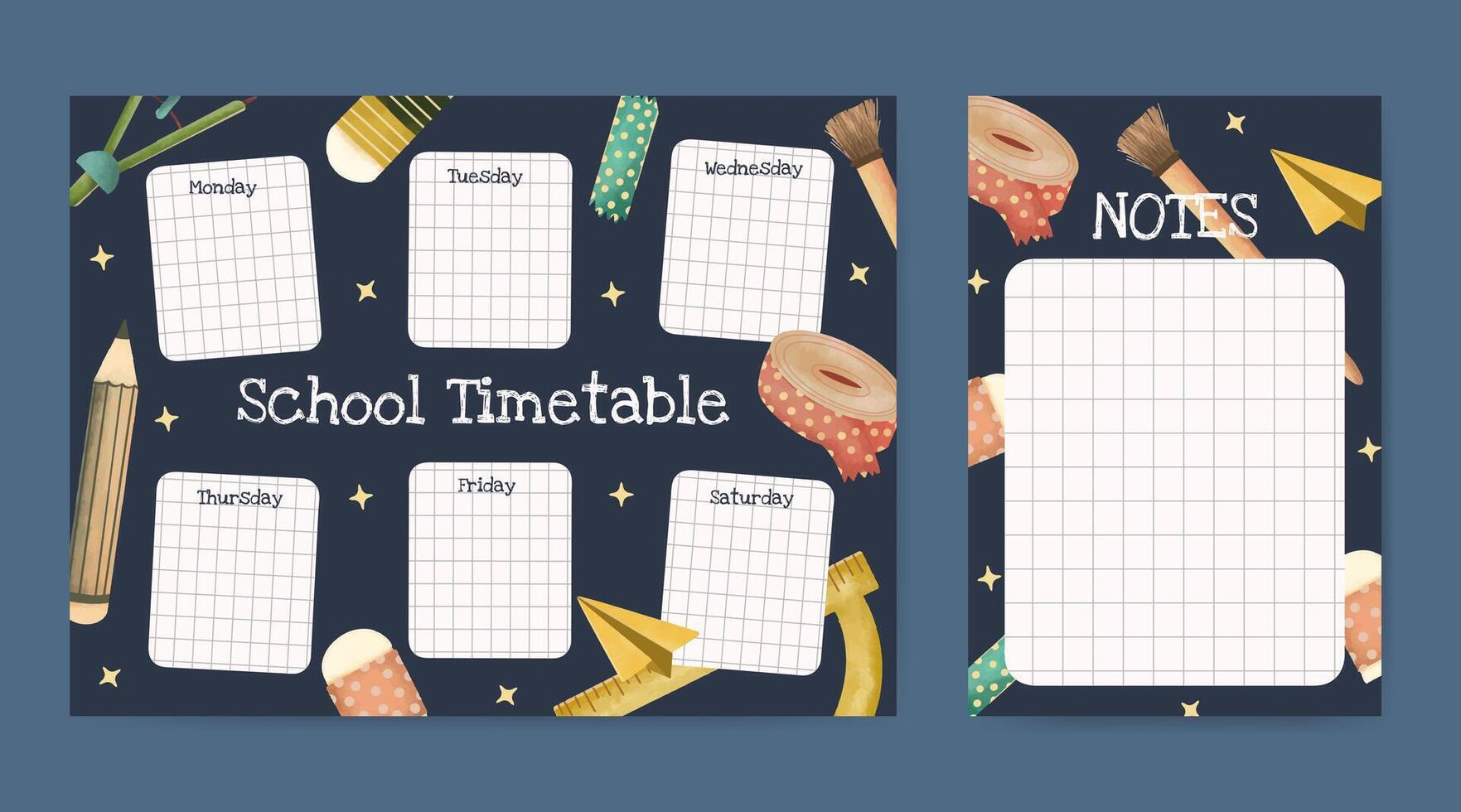 Back to school timetable template design vector