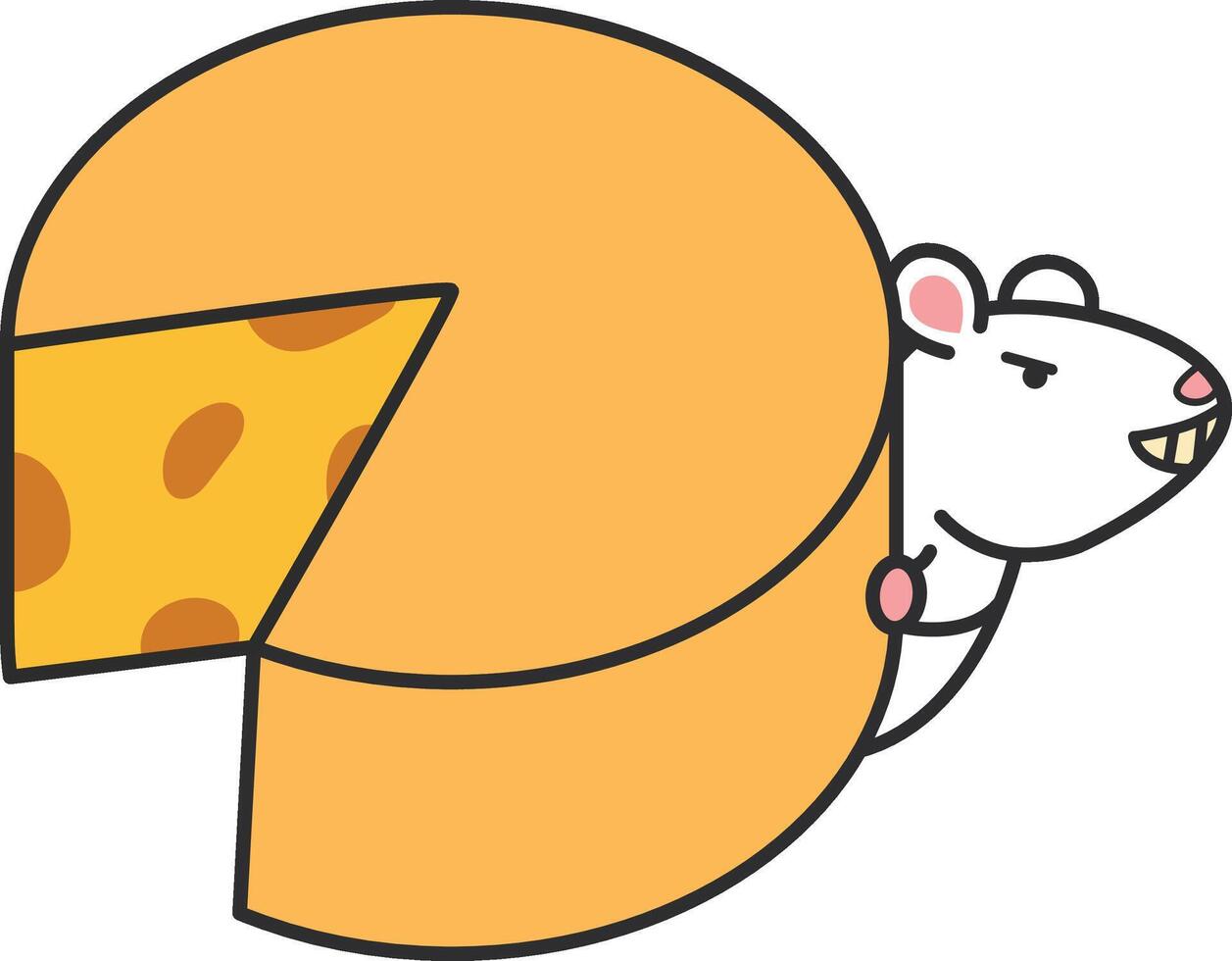 ilustración de un ratón con queso. vector