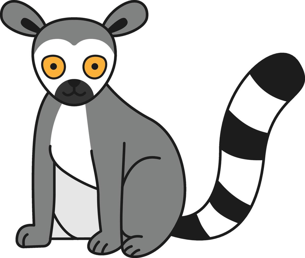 Cute cartoon lemur illustration vector