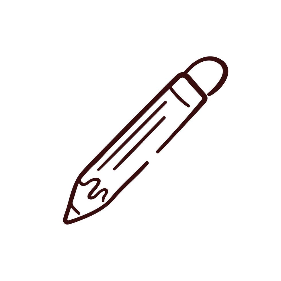 Pencil icon in doodle style. Design for school. illustration isolated on a white background. vector