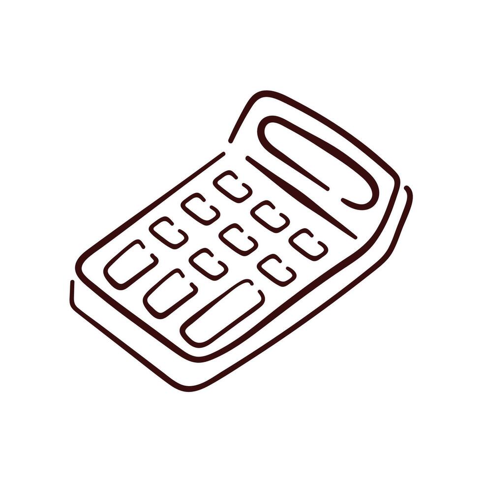 Calculator icon in doodle style. An accounting or school study tool. illustration isolated on a white background. vector