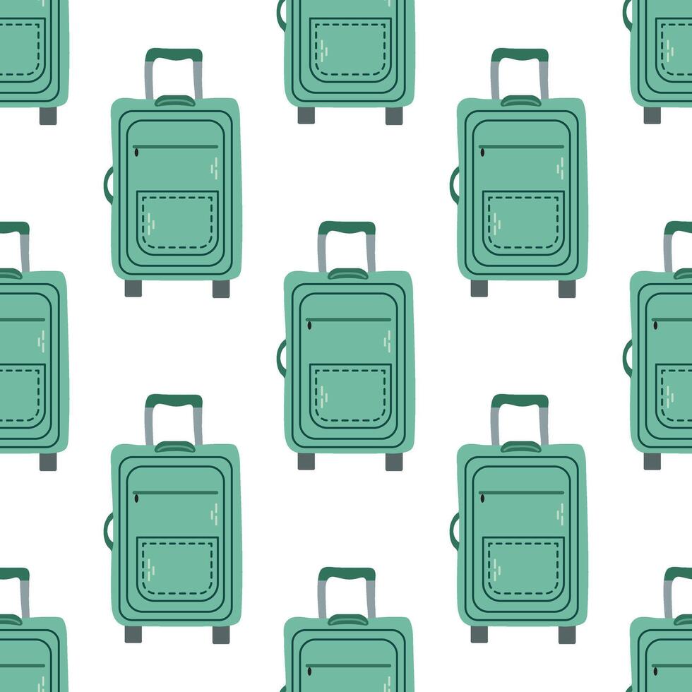 Cute hand drawn suitcase seamless pattern. Flat illustration isolated on white background. Doodle drawing. vector