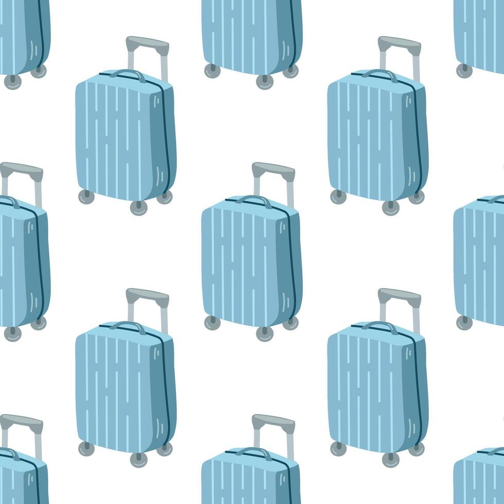 Cute hand drawn suitcase seamless pattern. Flat illustration isolated on white background. Doodle drawing. vector