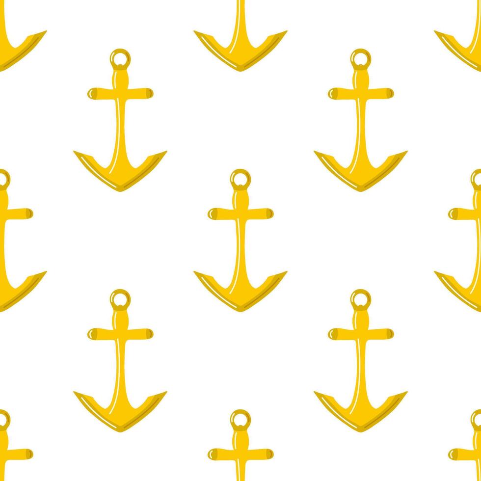 Cute ship's anchor seamless pattern. Flat illustration isolated on white background. Doodle drawing. vector