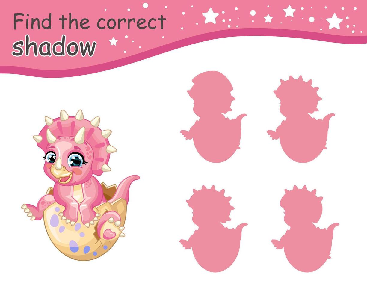 encontrar correcto sombra de bebé triceratops rosado en huevo vector