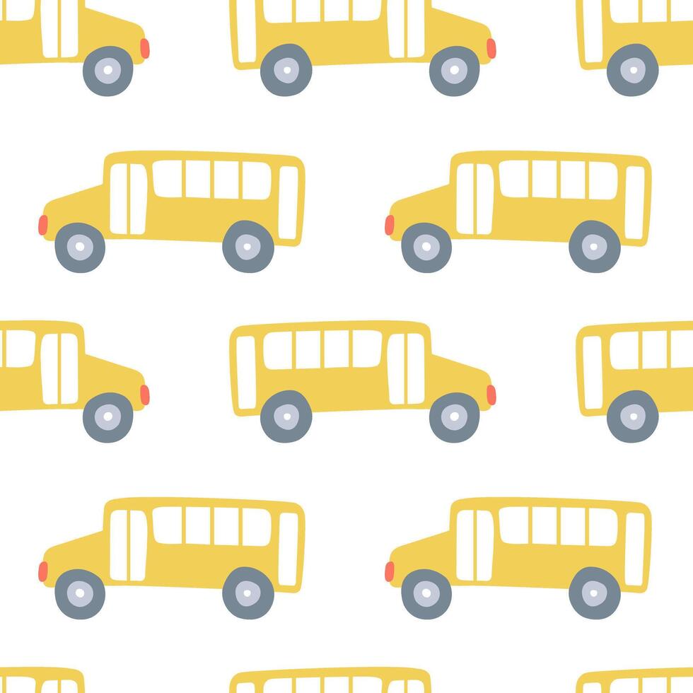 school bus seamless pattern on white background vector