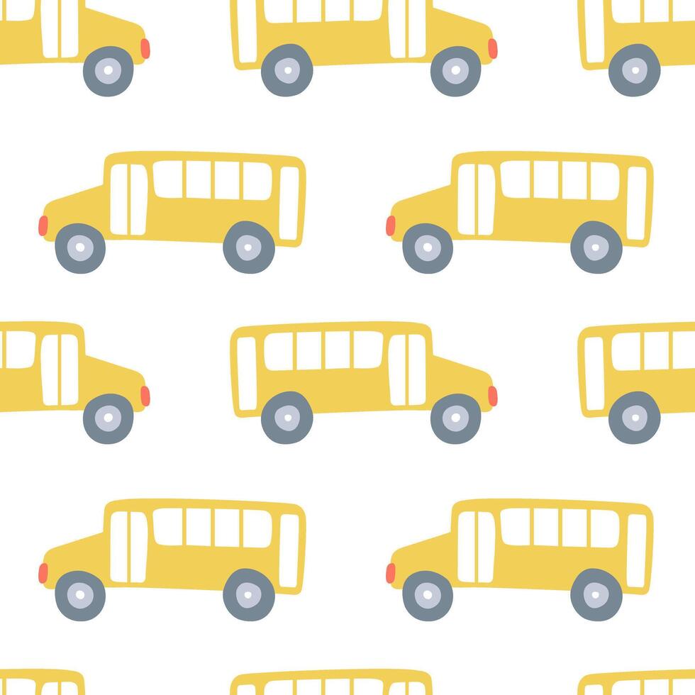 school bus seamless pattern on white background vector