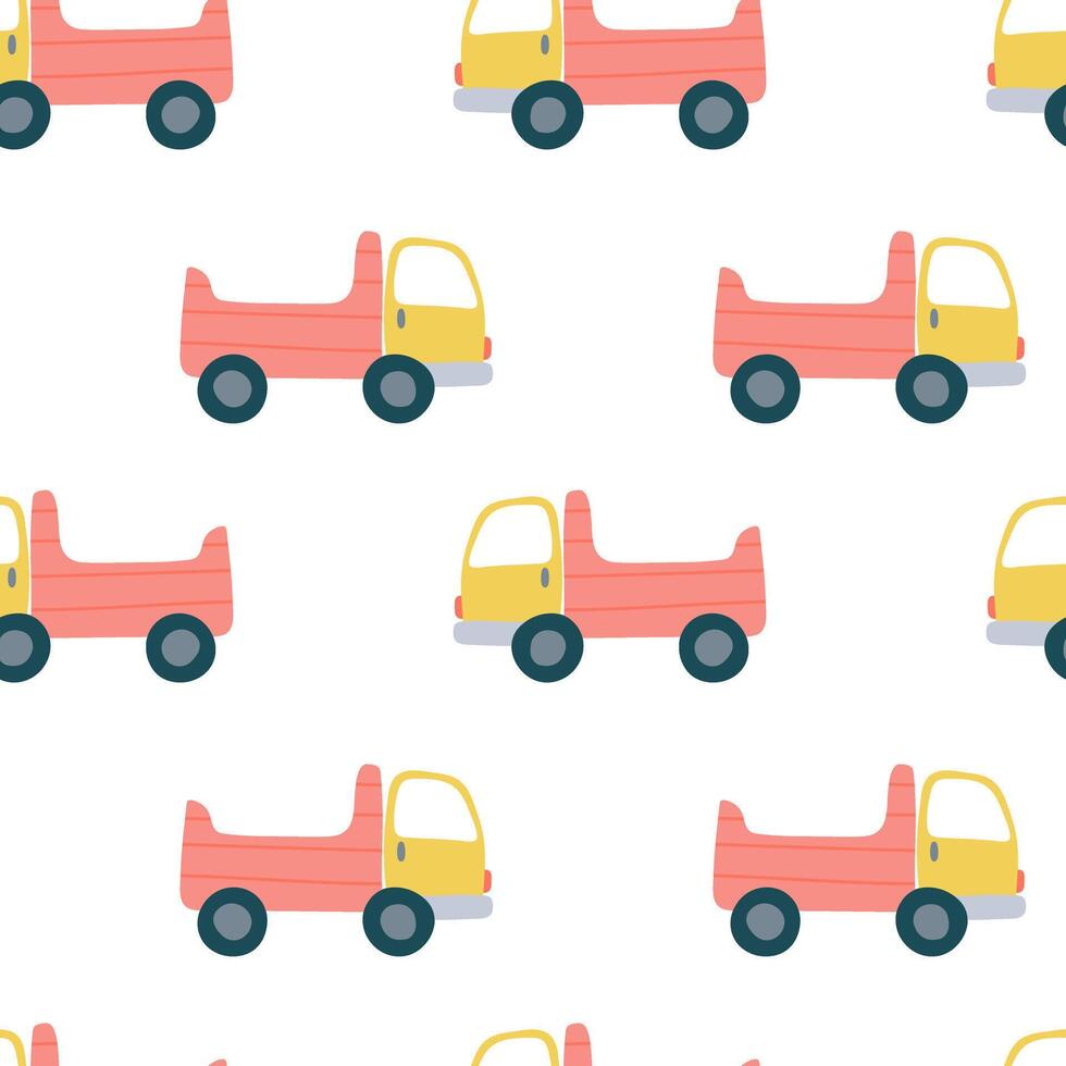 flat truck seamless pattern on white background vector