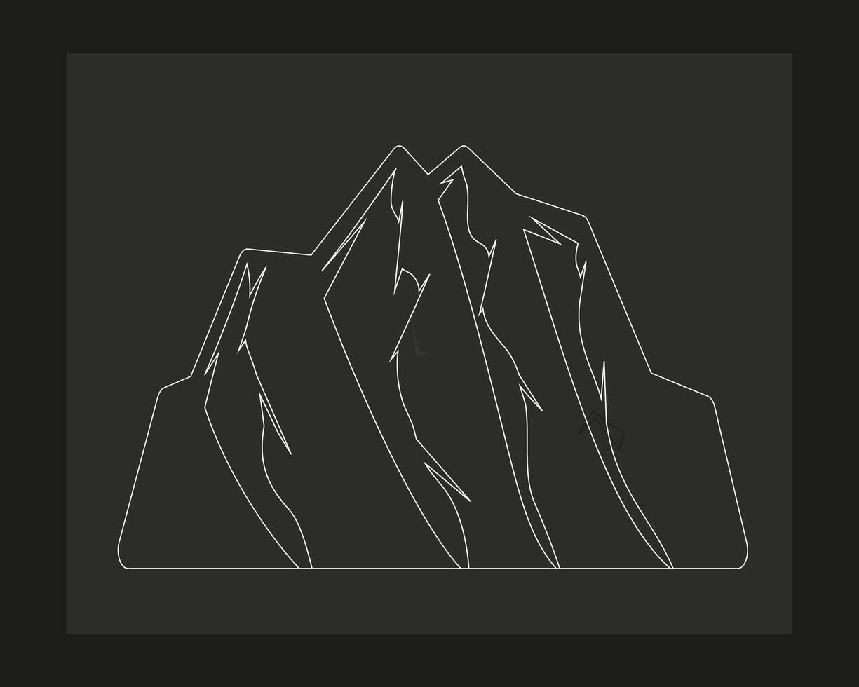 a drawing of a mountain with a mountain in the background. vector