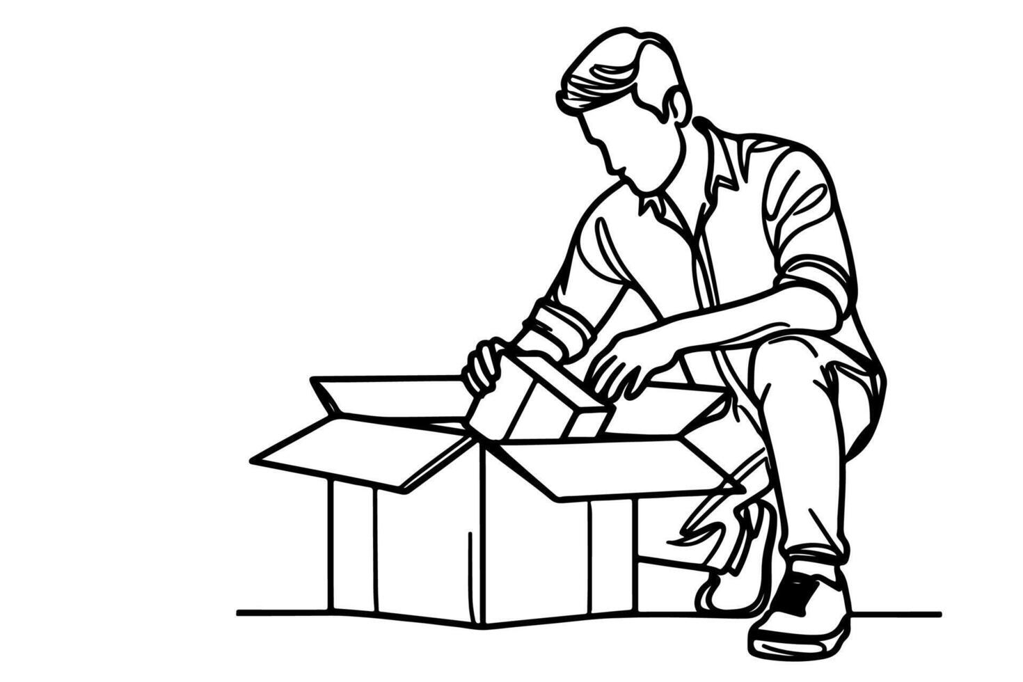 Man opening a box vector