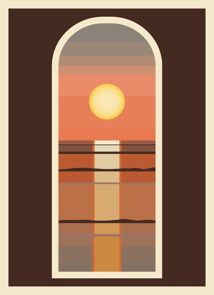 Miami amanecer minimalista moderno ilustración vista. resumen estético Oceano paisaje vector