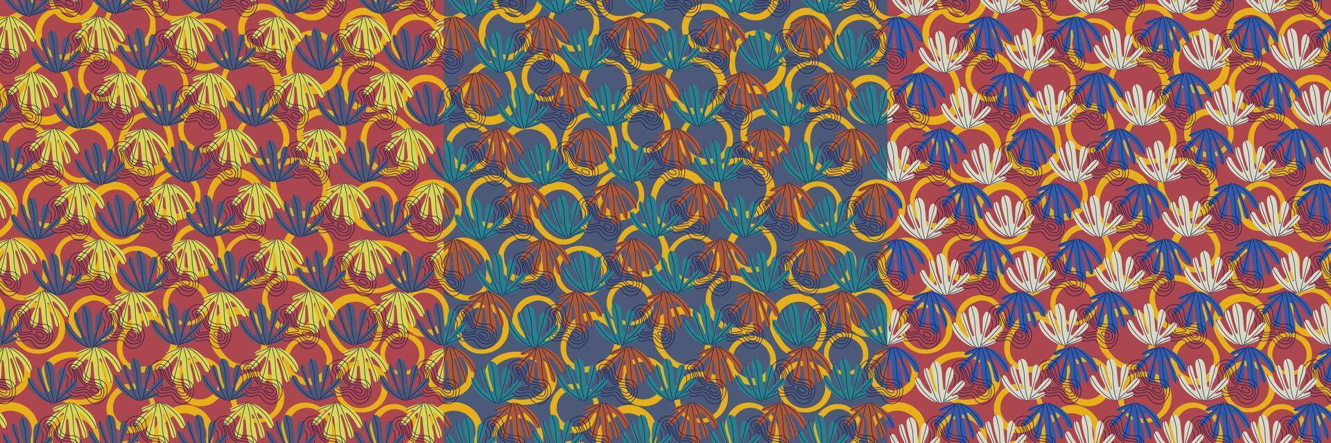 Swimming leaves seamless pattern illustration. Underwater world background collection vector