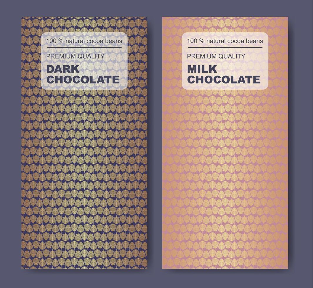 Chocolate package mockup golden leaf. The original finest design label collection botany plants vector