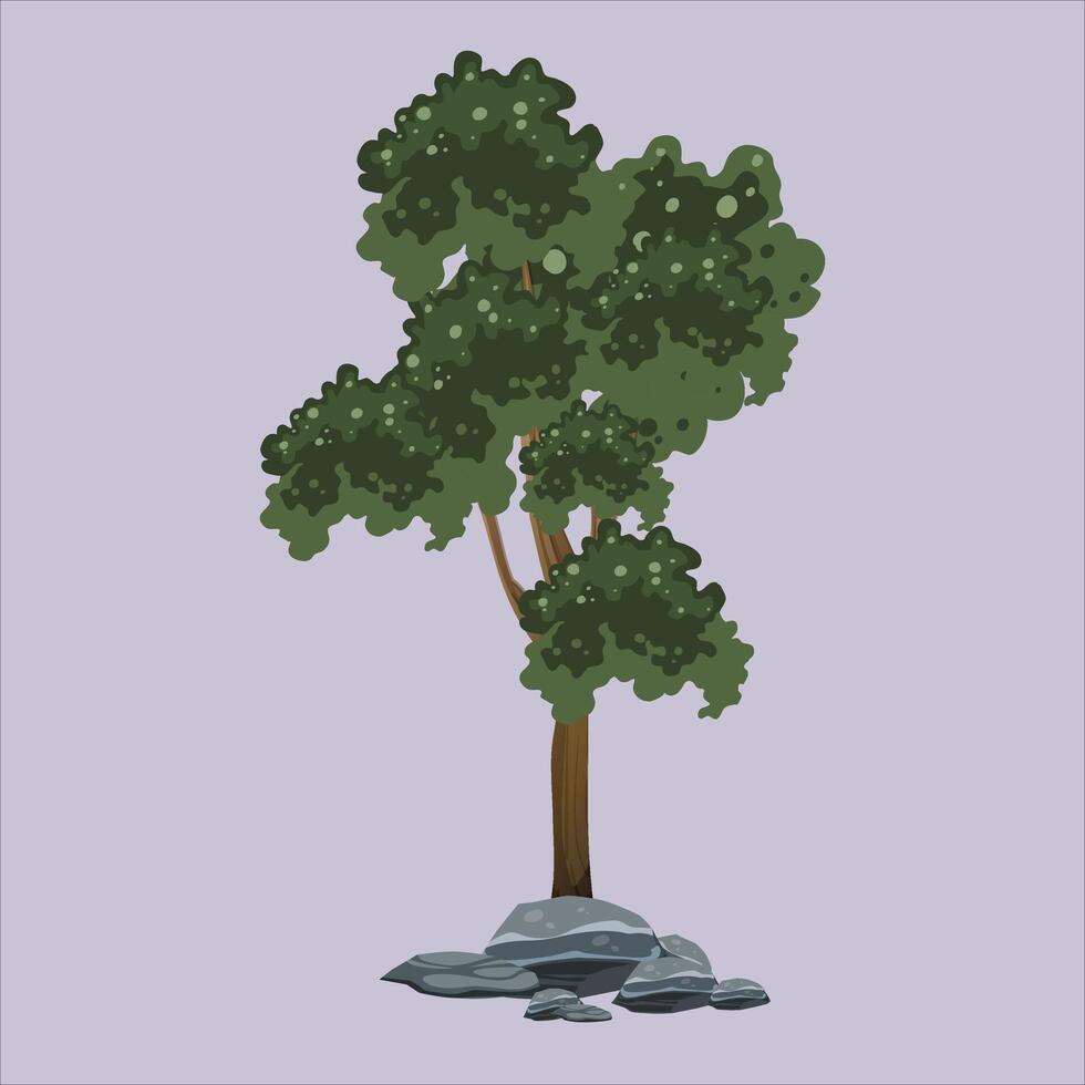 hermosa alto árbol en púrpura antecedentes. acuarela dibujo. urbano diseño elementos vector