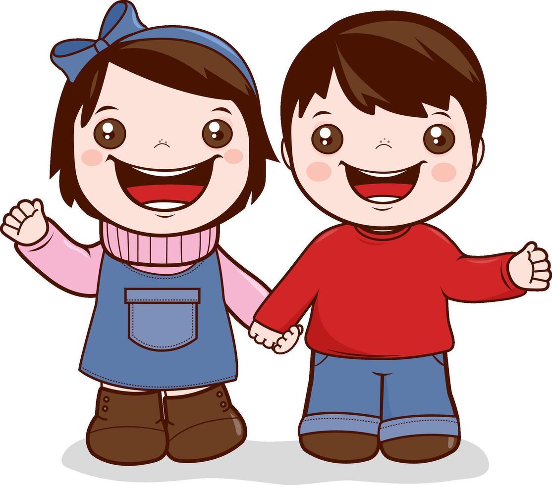 Happy children. Little toddler kids. Children smiling and holding hands. illustration vector