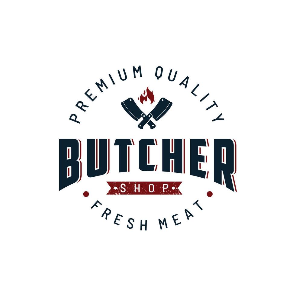 Butcher Shop Logo Design Template. Knife and meat design. vector
