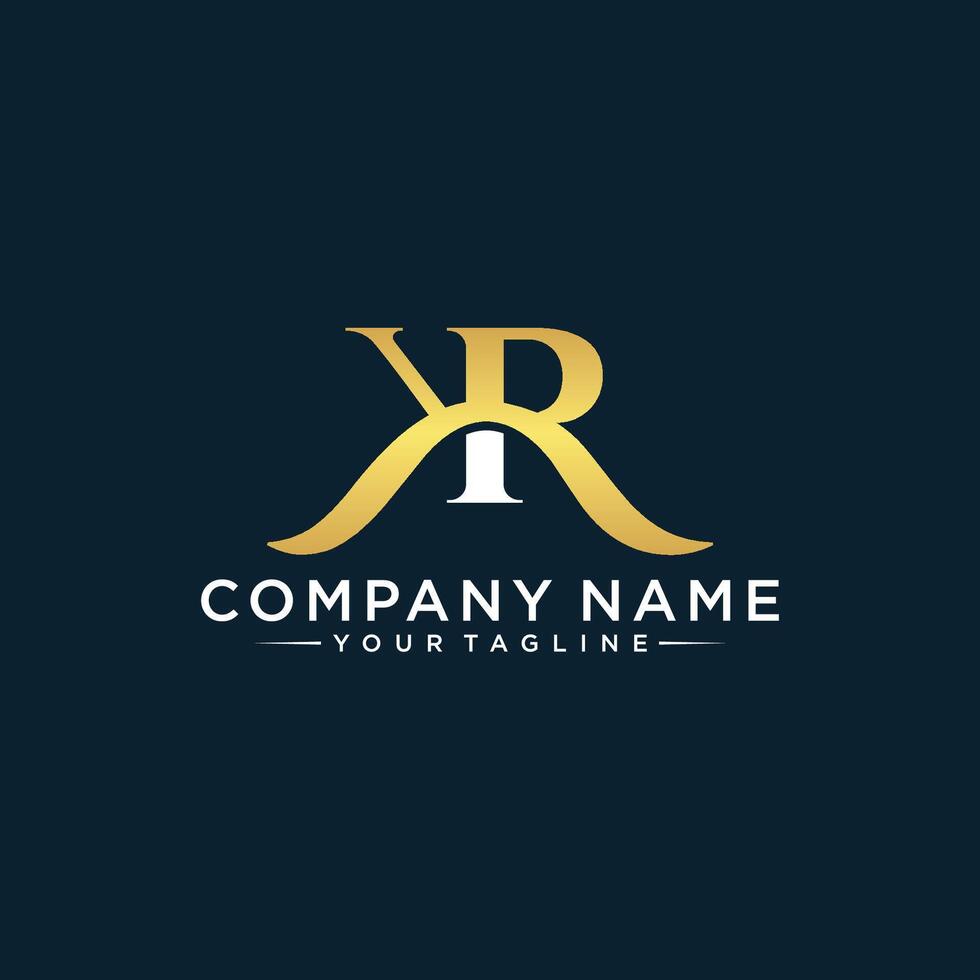 Initial Letter KR or RK typography logo design vector