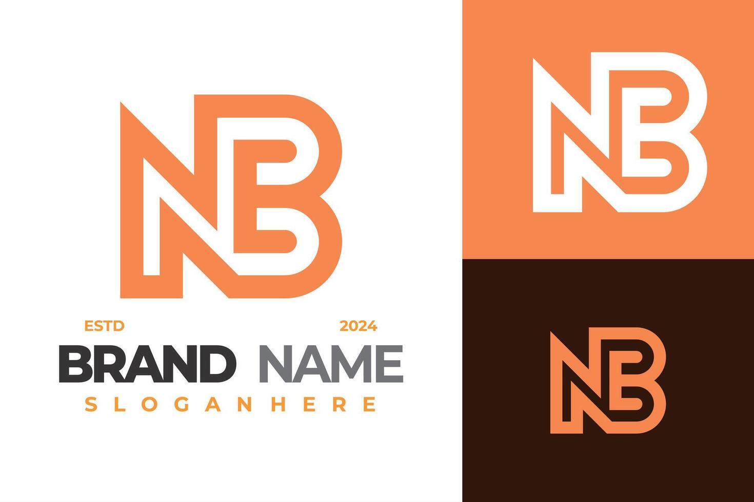 Letter Nb or Bn Monogram logo design symbol icon illustration vector