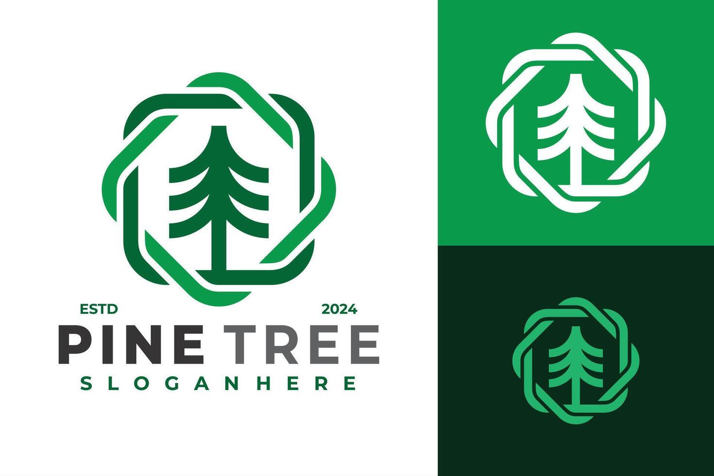 Pine Tree logo design symbol icon illustration vector