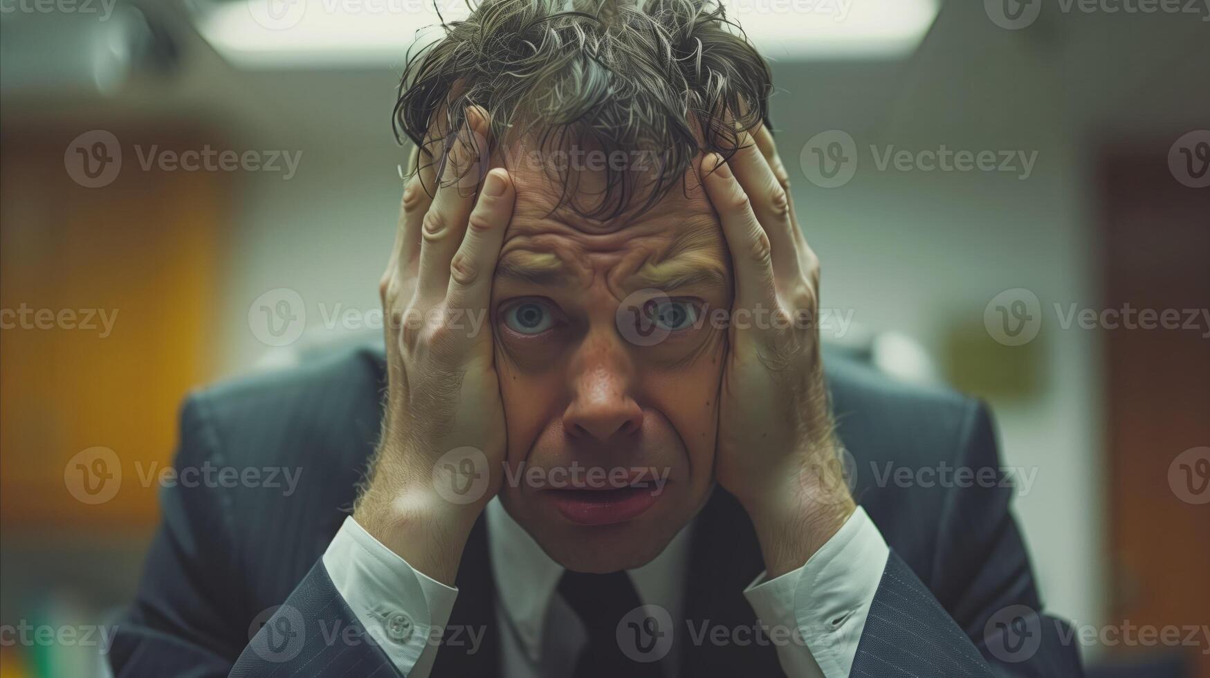 Stressed Businessman in Office Setting photo