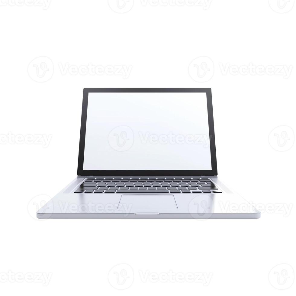 Open Laptop With Blank Screen on Transparent Background photo