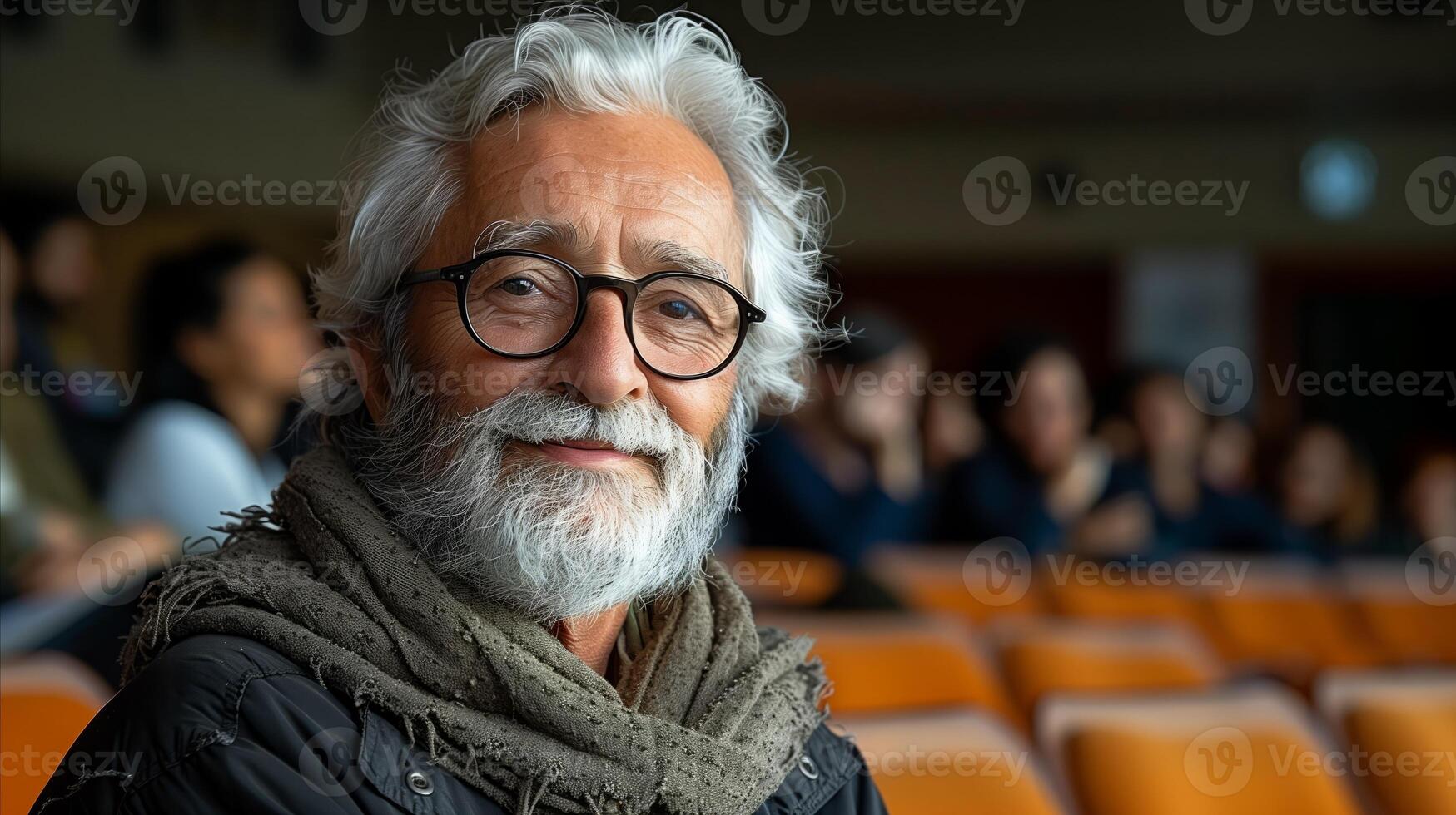 mayor Caballero sonriente en un conferencia salón durante un seminario foto