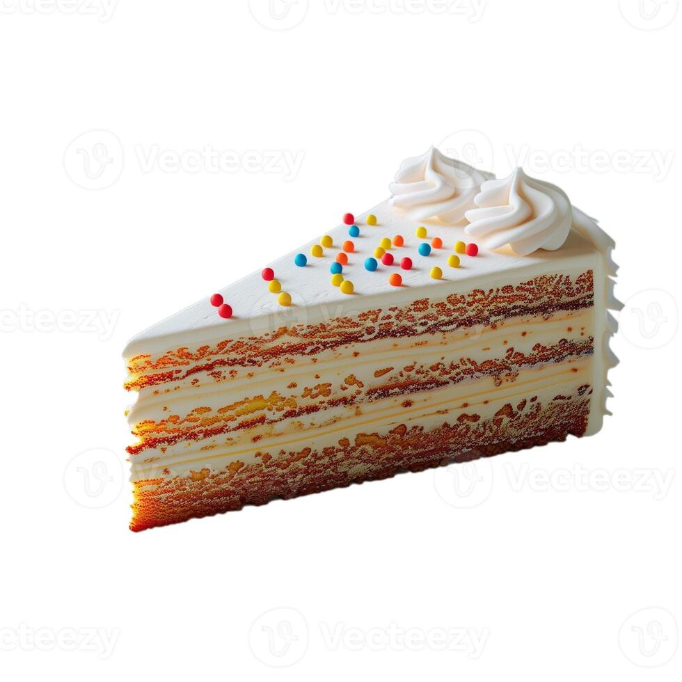 Delicious Slice of Layered Cake With Sprinkles and Whipped Cream photo