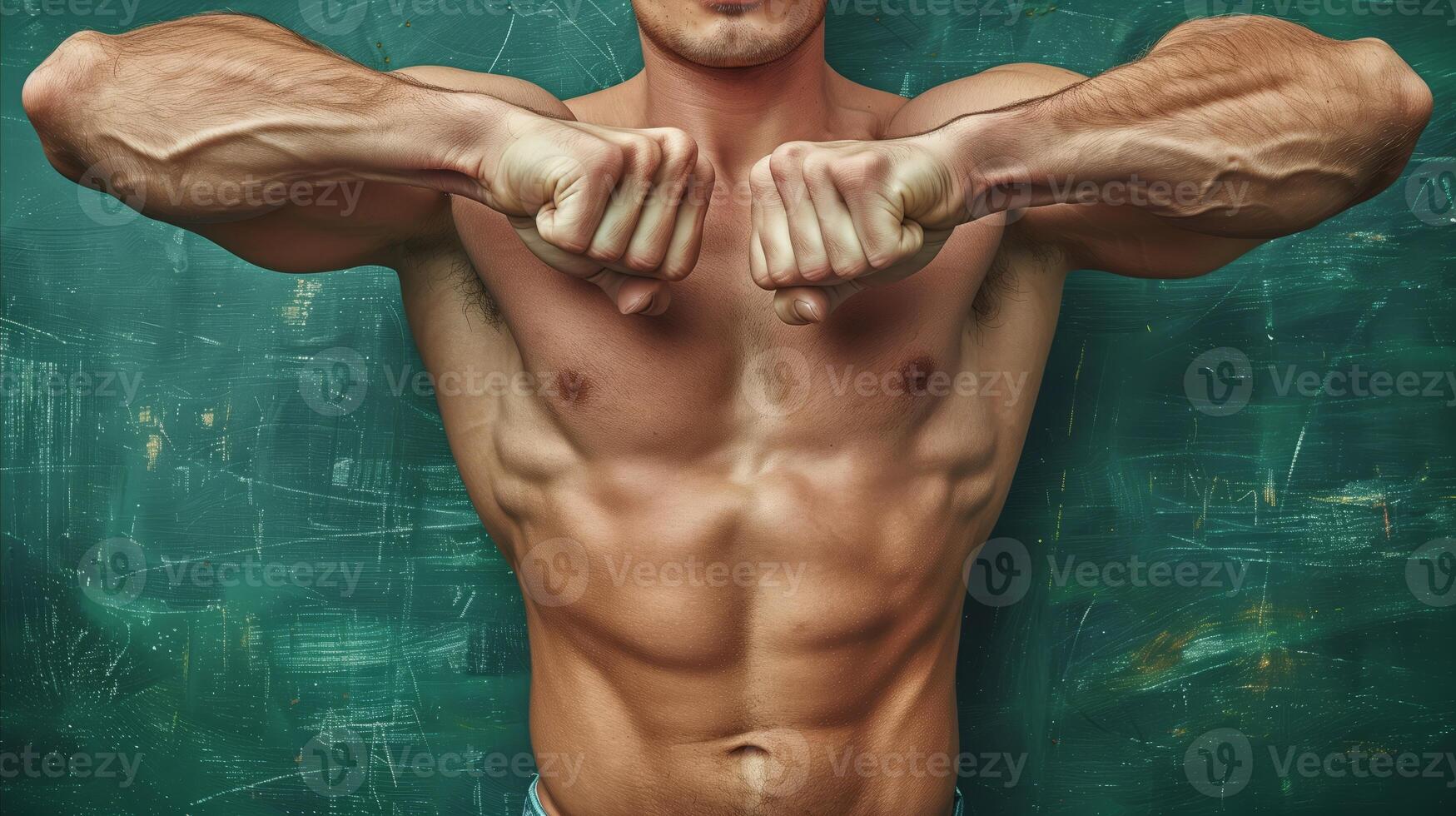 Muscular Male Torso Displaying Strength With Arms Crossed photo