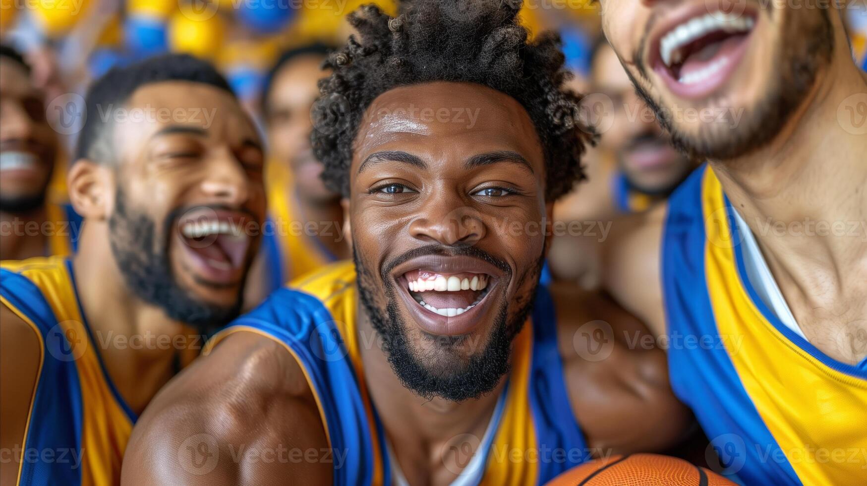 Jubilant Basketball Team Celebrating Victory photo